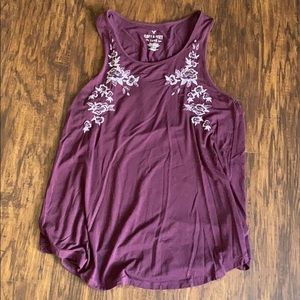 Maroon floral racer back tank top